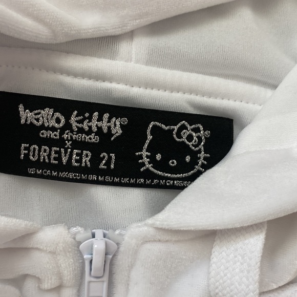 Hello Kitty Velour White Cropped Full Zip Hoodie - Picture 5 of 6